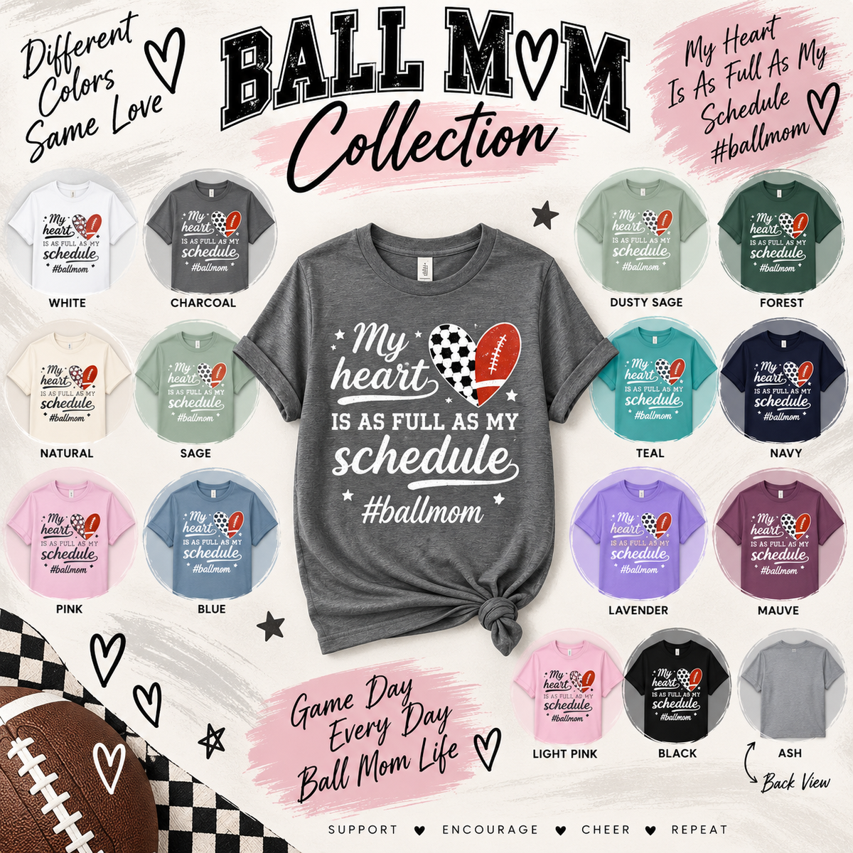 My Heart Is as Full as My Schedule ball mom tee