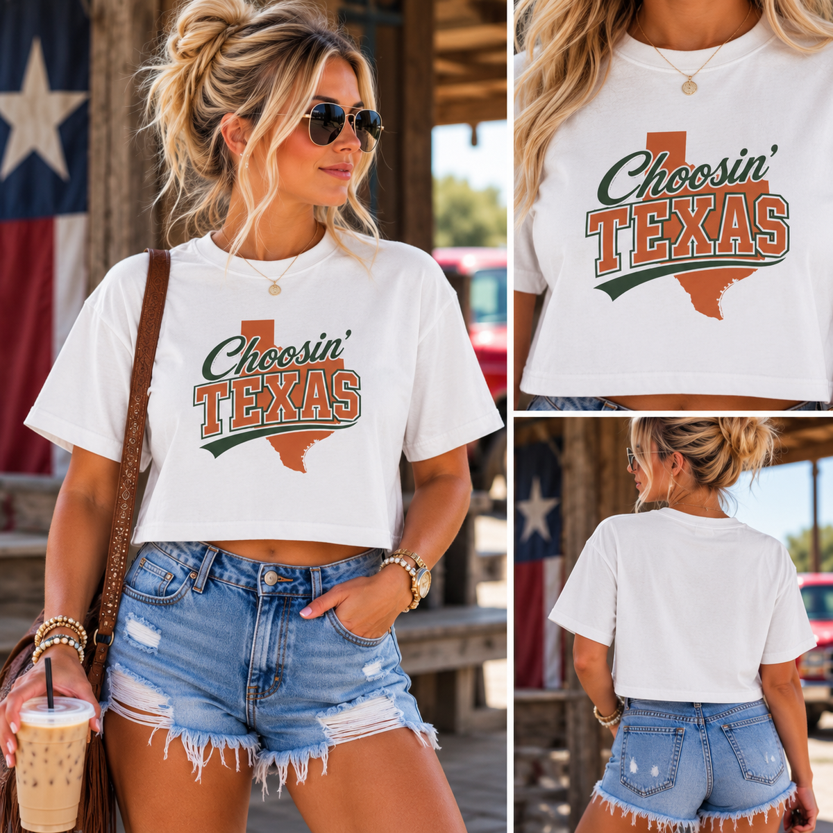 Choosin' Texas retro cropped tee