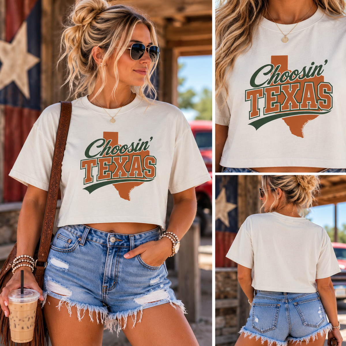 Choosin' Texas crop tee, view 2