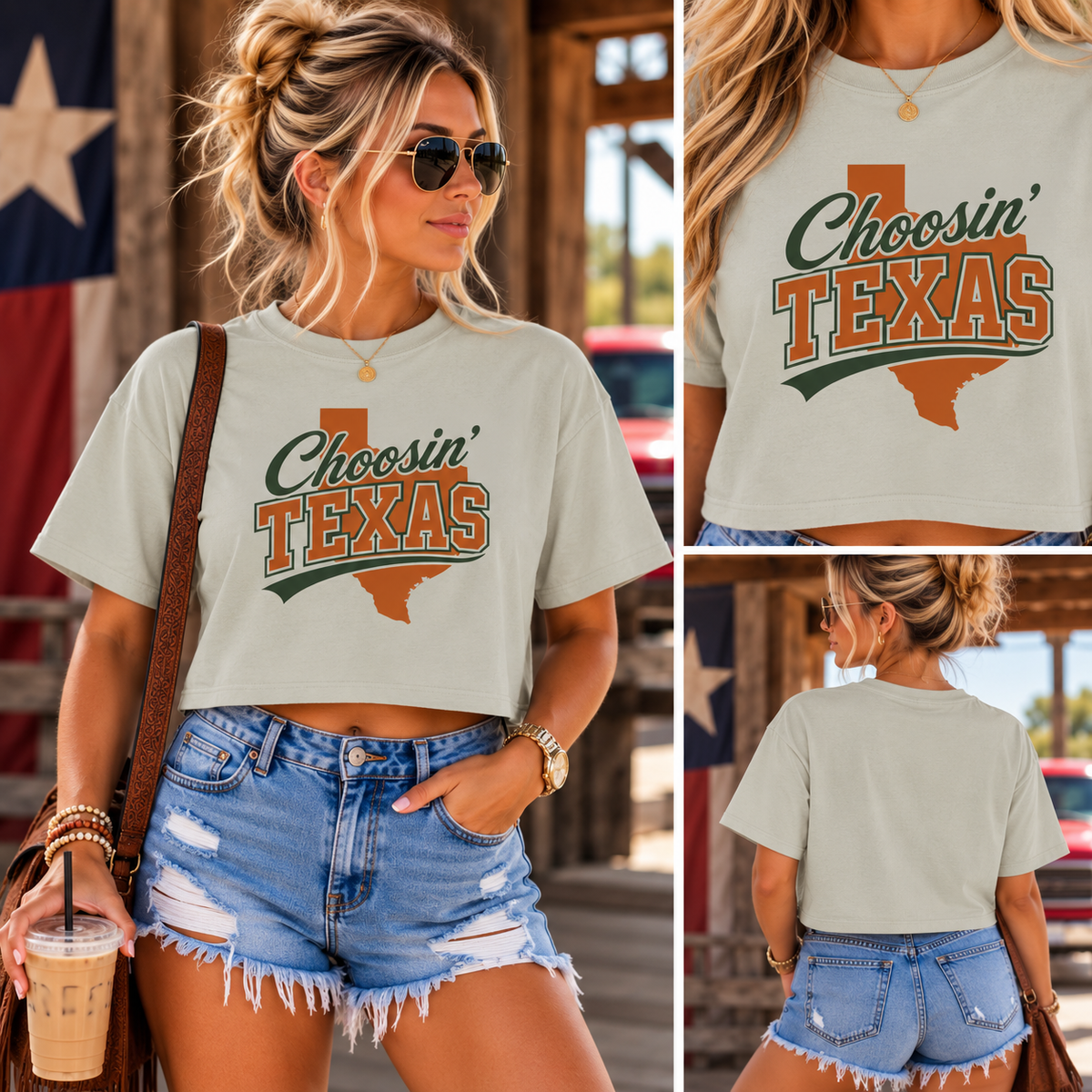 Choosin' Texas crop tee, view 3