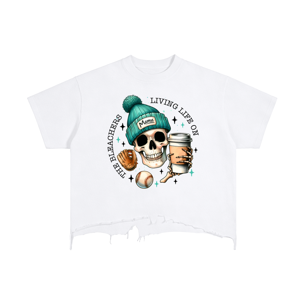 Living life on the Bleachers - Vintage Wash Boxy Distressed Hem T-Shirt